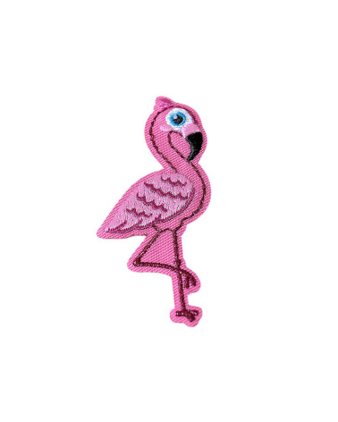 Iron-on patch exotic birds flamingo 6.5cm x 3cm