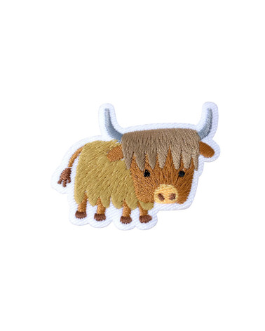 Iron-on patch small cute animals bison 3cm x 3.6cm