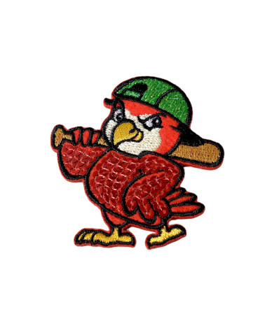 Sequin bird iron-on patch 5.9cm x 5cm