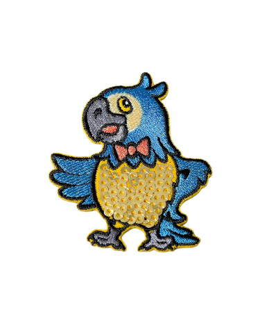 Iron-on parrot sequin bird badge 6.2cm x 4.5cm