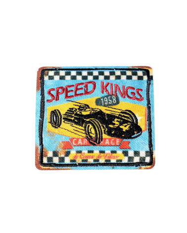 Vintage speed kings iron-on sports patch 5.5cm x 5.5cm