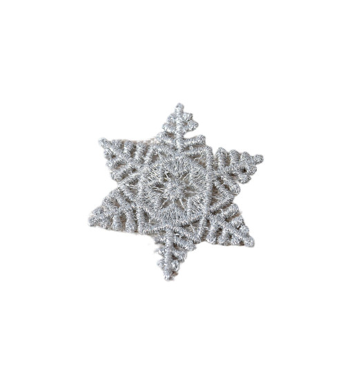 Ecusson thermocollant flocon de neige argent 3,9cm x 3,9cm