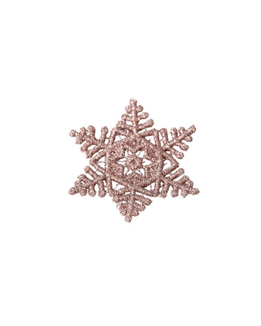 Toppa termoadesiva con fiocco di neve color oro rosa 3,9 cm x 3,9 cm
