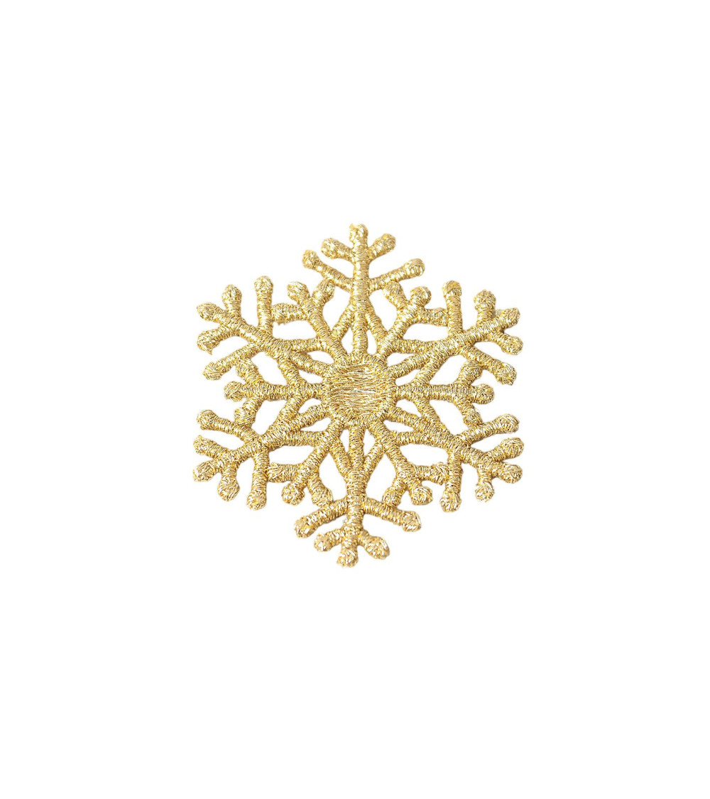 Ecusson thermocollant grand flocon de neige or 4,8cm x 4,8cm