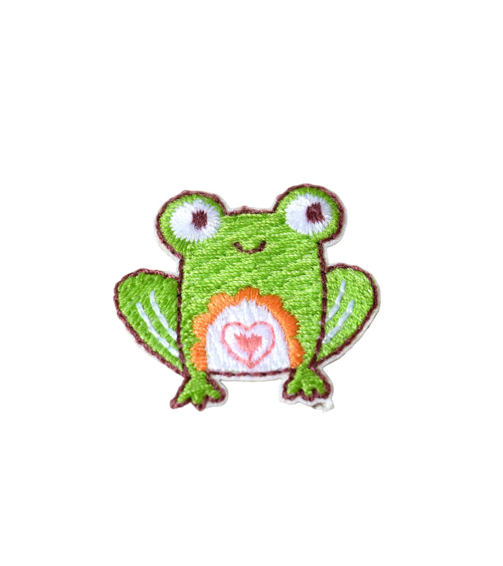 Forest frog iron-on patch 3.5cm x 2.5cm