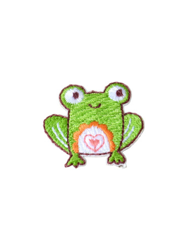 Iron-on patch frog forest 3.5cm x 2.5cm