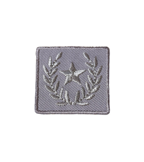 Ecusson thermocollant badge étoile laurier gris 3cm x 3cm