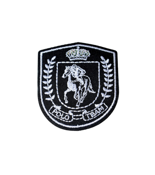 Black polo team iron-on patch 5.5cm x 4.5cm