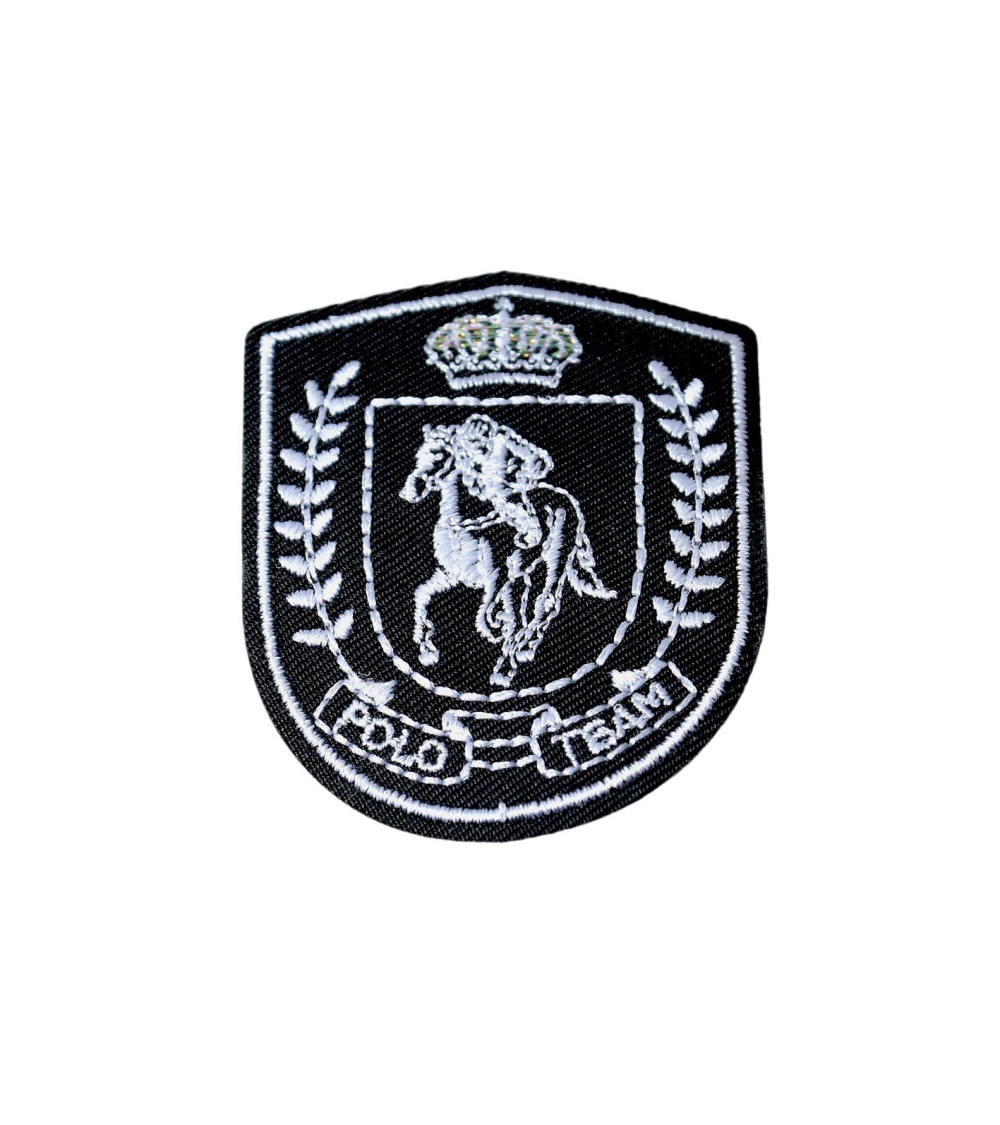Black polo team iron-on patch 5.5cm x 4.5cm