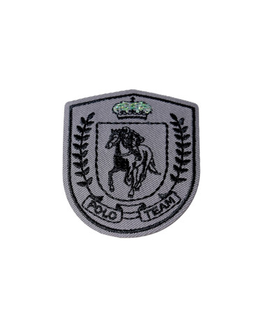 Gray polo team iron-on patch 5.5cm x 4.5cm