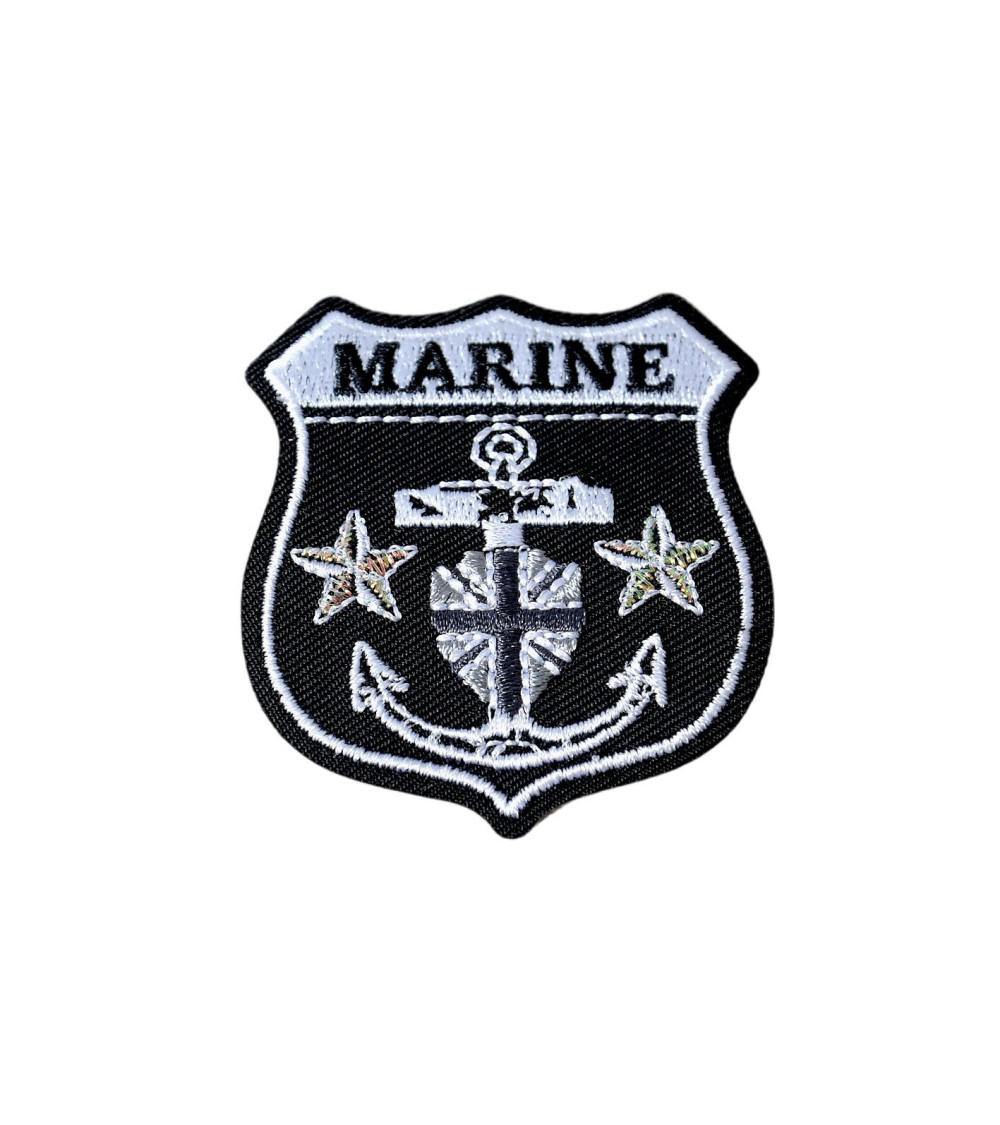 Ecusson thermocollant blason marine noir 0cm x 0cm