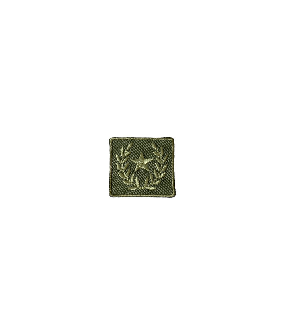 Ecusson thermocollant badge étoile laurier vert 3cm x 3cm