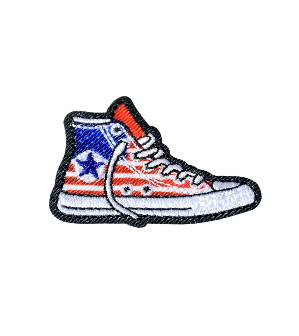 Set of 3 iron-on USA flag basketball patches 4.3cm x 3.1cm