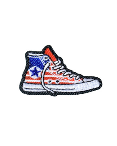 Set of 3 iron-on USA flag basketball patches 4.3cm x 3.1cm