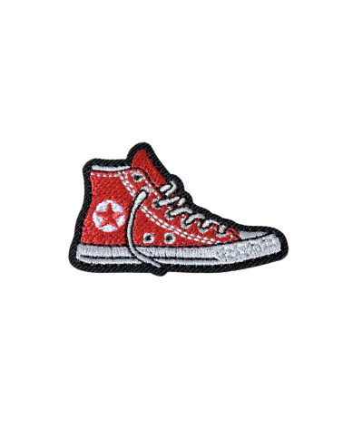 Set of 3 red sneaker iron-on patches 4.3cm x 3.1cm