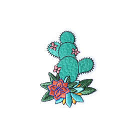 Lot de 3 écussons thermocollants cactus amaryllis 6,2cm x 4,1cm