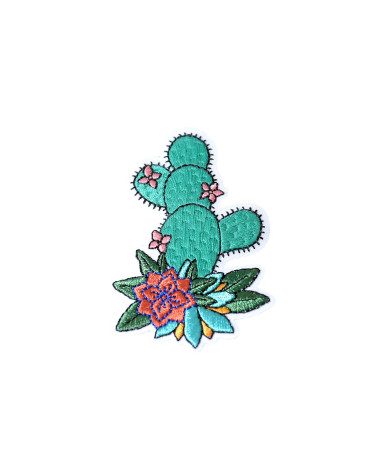 Set of 3 cactus amaryllis iron-on patches 6.2cm x 4.1cm