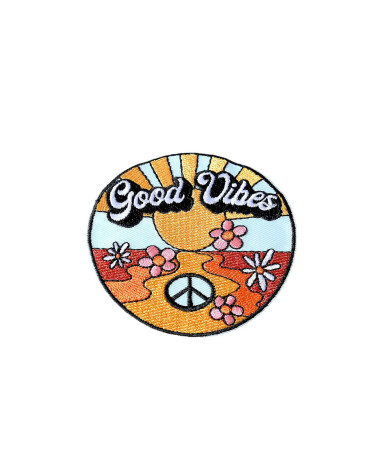 Set mit 3 Siebziger-Jahre-Good-Vibes-Aufnähern zum Aufbügeln, 7 cm x 7 cm