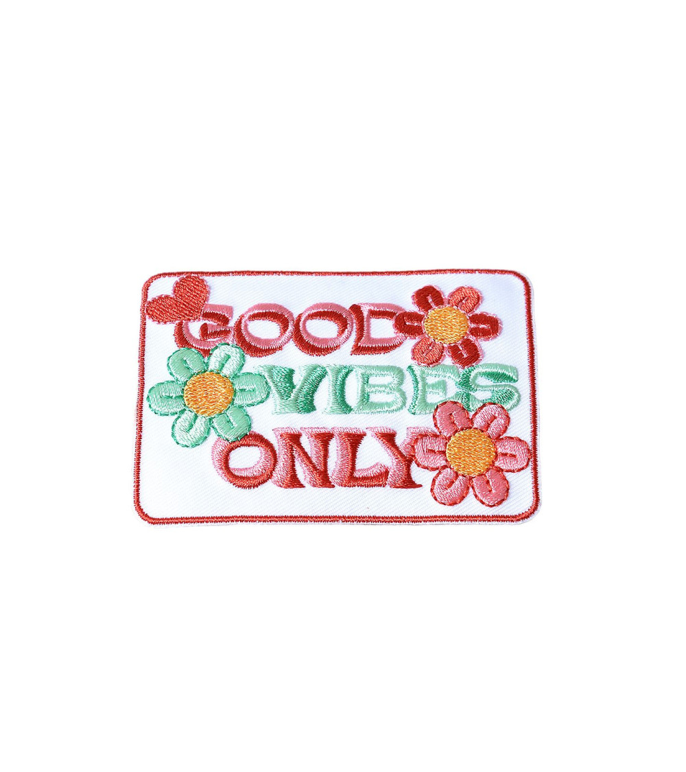 Set of 3 seventies good vibes only iron-on patches 7.9cm x 5.3cm