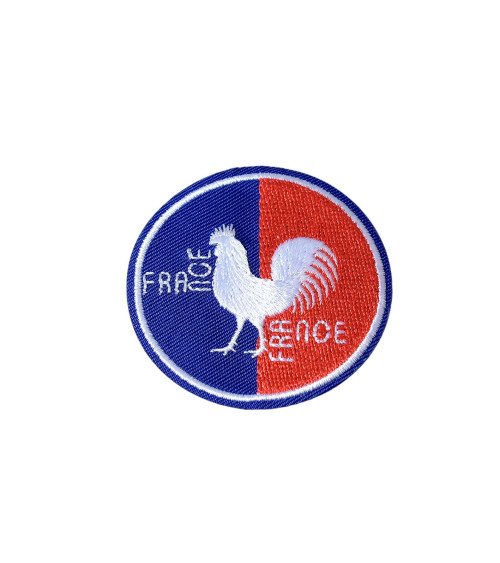 Set of 3 iron-on France rooster patches 5.3cm x 5.3cm