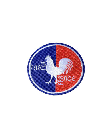 Set of 3 iron-on France rooster patches 5.3cm x 5.3cm