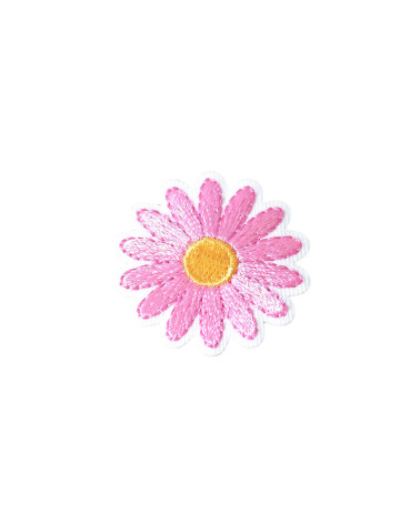 Set of 3 pink daisy iron-on patches 3.3cm x 3.3cm