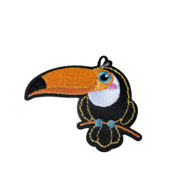 Lot de 3 écussons thermocollants oiseaux exotiques toucan 5,1cm x 4,4cm