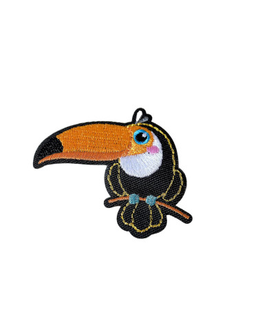 Set of 3 iron-on patches toucan exotic birds 5.1cm x 4.4cm