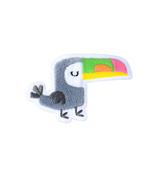 Set of 3 iron-on patches small cute animals parrot 2.5cm x 3cm