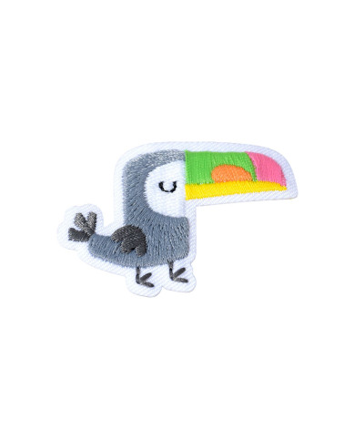 Set of 3 iron-on patches small cute animals parrot 2.5cm x 3cm
