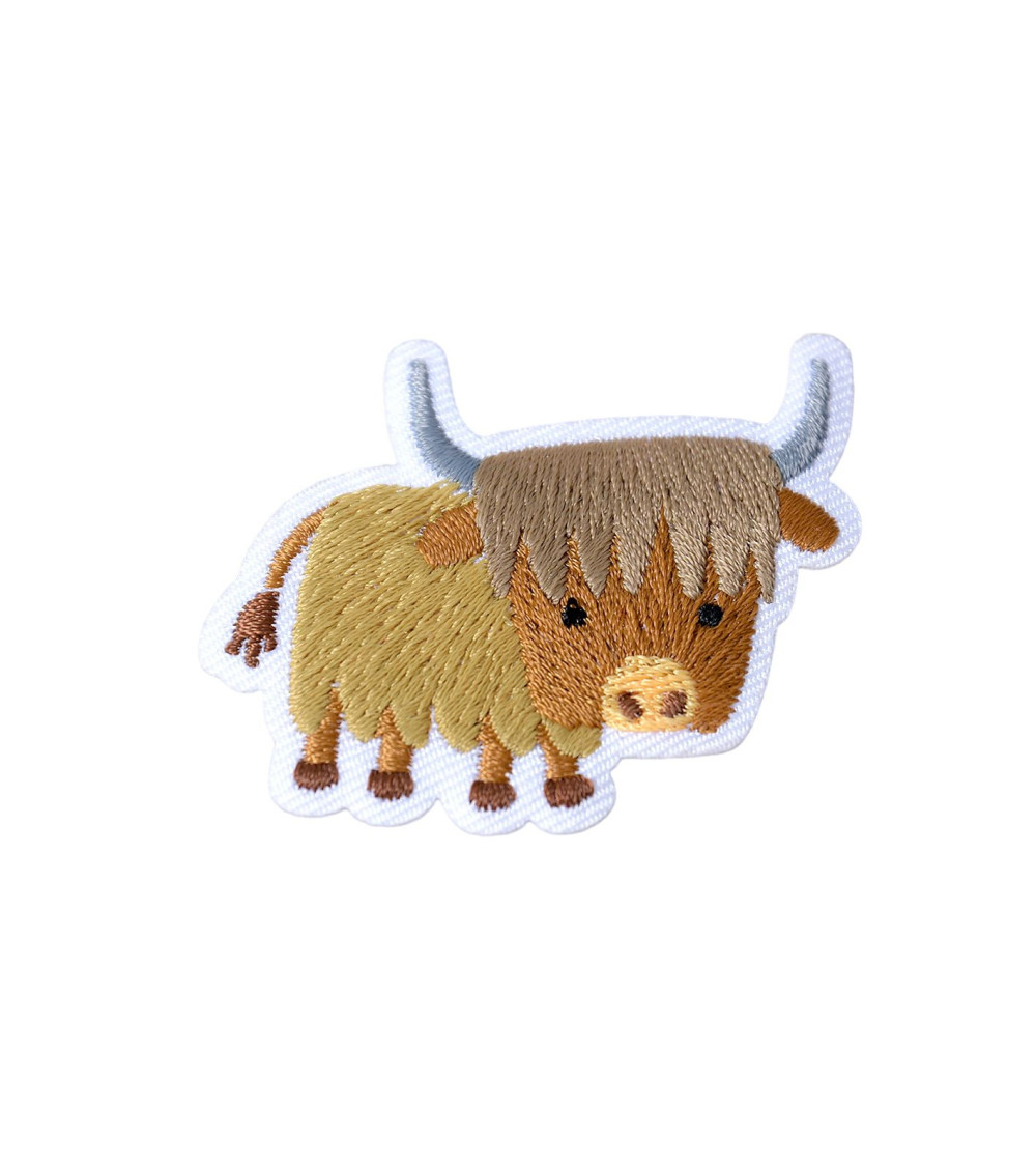 Set of 3 iron-on patches small cute animals bison 3cm x 3.6cm