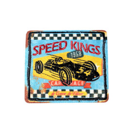 Lot de 3 écussons thermocollants sport vintage speed kings 5,5cm x 5,5cm