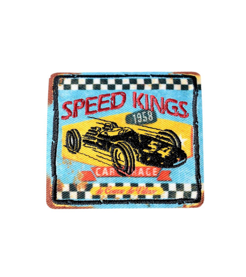 Lot de 3 écussons thermocollants sport vintage speed kings 5,5cm x 5,5cm