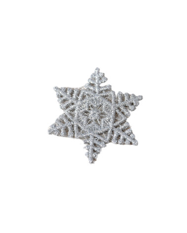 Set of 3 silver snowflake iron-on patches 3.9cm x 3.9cm