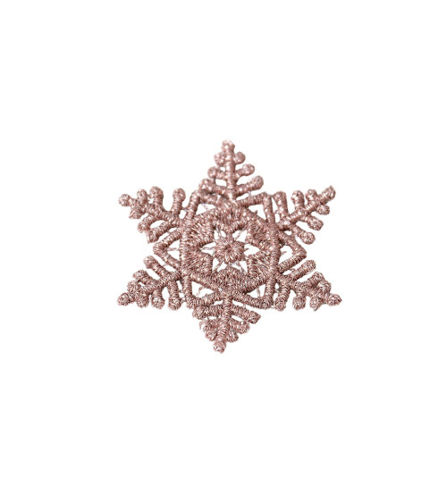 Set of 3 rose gold snowflake iron-on patches 3.9cm x 3.9cm