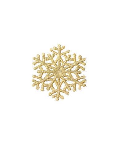 Set of 3 large gold snowflake iron-on patches 4.8cm x 4.8cm