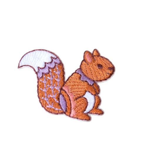 Set of 3 iron-on forest squirrel patches 4.1cm x 2cm