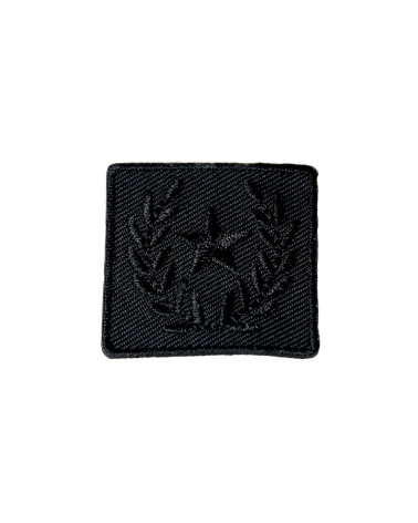 Set of 3 black laurel star badge iron-on patches 3cm x 3cm
