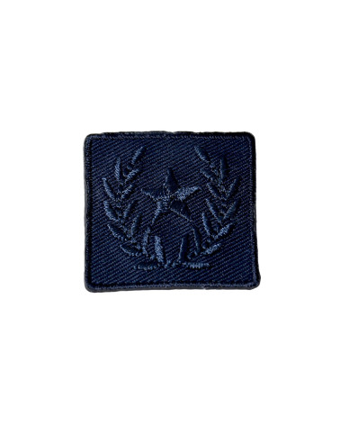 Set of 3 iron-on patches, navy blue laurel star badge, 3cm x 3cm