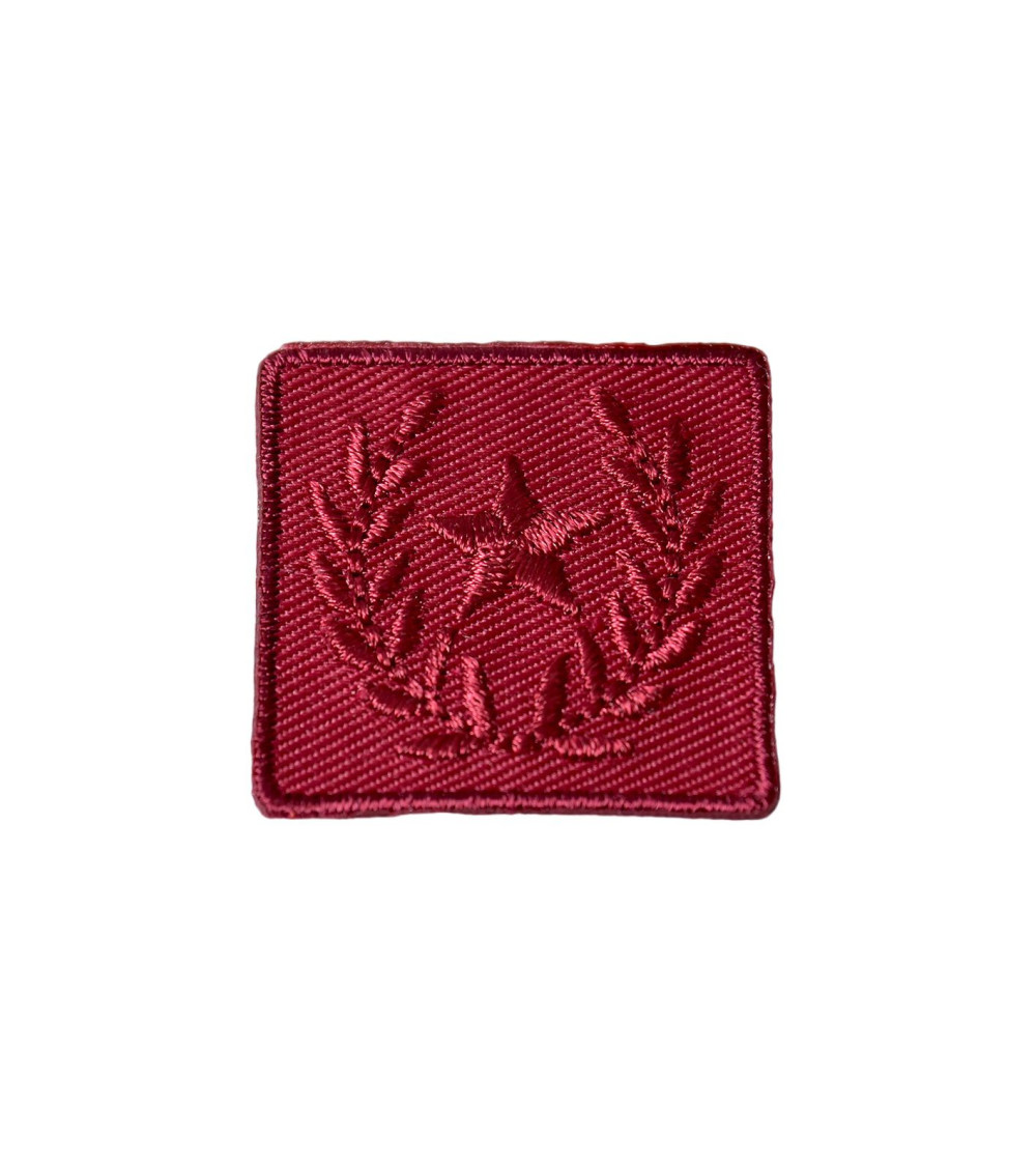 Set of 3 iron-on patches burgundy laurel star badge 3cm x 3cm