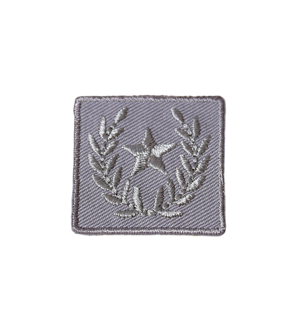 Set of 3 iron-on patches laurel star badge gray 3cm x 3cm