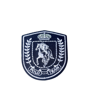 Set of 3 blue polo team iron-on badges 5.5cm x 4.5cm