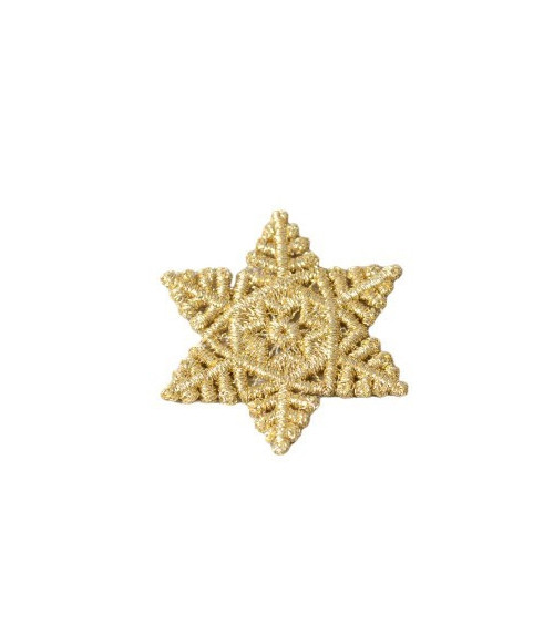 Set of 3 gold snowflake iron-on patches 3.9cm x 3.9cm