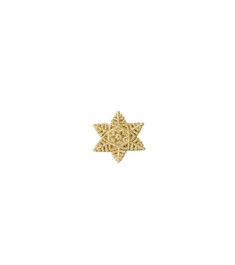 Set of 3 gold snowflake iron-on patches 3.9cm x 3.9cm