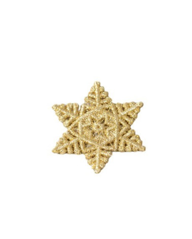 Juego de 3 parches termoadhesivos de copos de nieve dorados de 3,9 cm x 3,9 cm