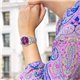 Montre femme bracelet métal fond violet