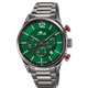 Montre lotus homme chronographe bracelet acier noir cadran vert