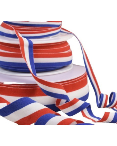 25m elastic reel French flag blue white red