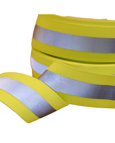 Neon green reflective elastic by the meter