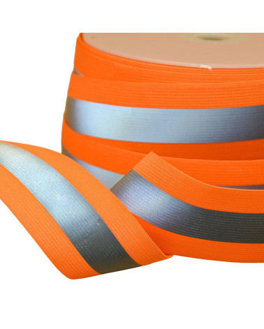 Fluorescent orange reflective elastic by the meter